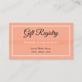 Recepción Tarjeta de registro de baby shower de melocotón si