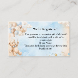 Recepción Tarjeta de registro de baby shower de osito de pel