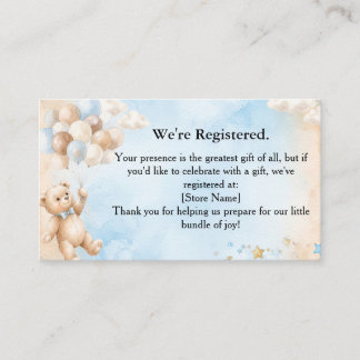 Recepción Tarjeta de registro de baby shower de osito de pel