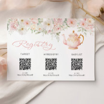 Tarjeta de registro de baby shower de té