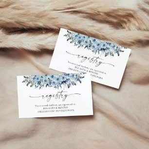 Recepción Tarjeta de registro de Baby Shower Floral Blue Boh