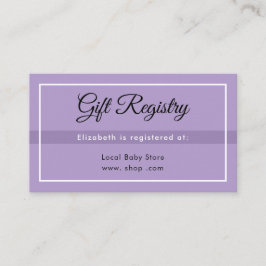 Recepción Tarjeta de registro de baby shower morada sencilla