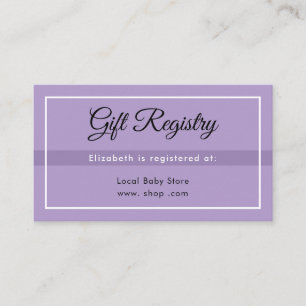 Recepción Tarjeta de registro de baby shower morada sencilla