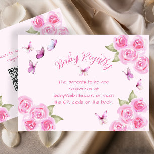 Recepción Tarjeta de registro de bebé con mariposas rosadas
