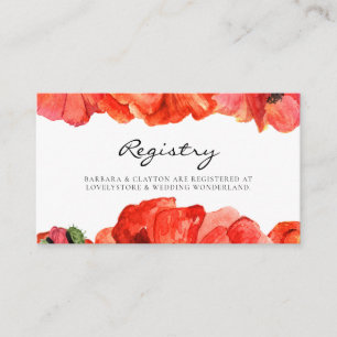 Recepción Tarjeta de registro de boda con amapolas rojas acu