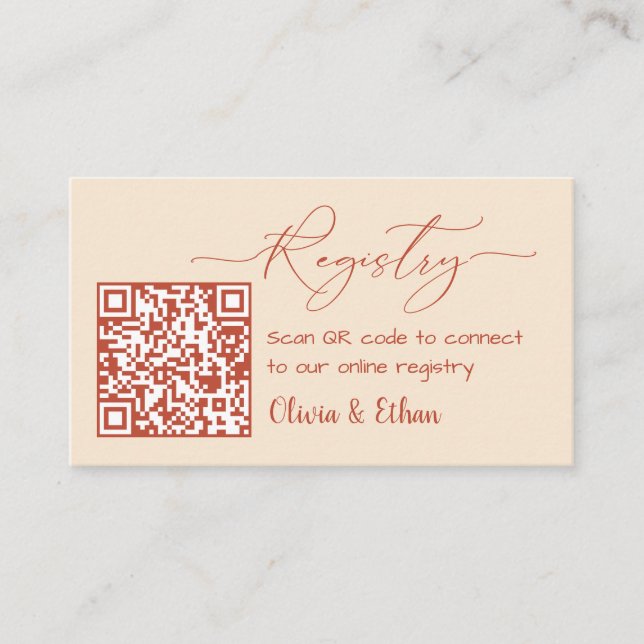 Recepción Tarjeta de Registro de Boda con Código QR Neutral  (Anverso)