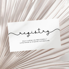 Recepción Tarjeta de registro de boda con letra simple y lin
