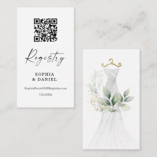 Recepción Tarjeta de Registro de Boda de Acuarela Verde y Or