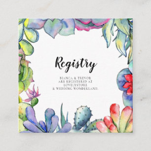 Recepción Tarjeta de registro de boda de cactus y suculentas