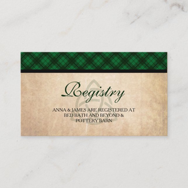 Recepción Tarjeta de registro de Boda de carga celta (Anverso)