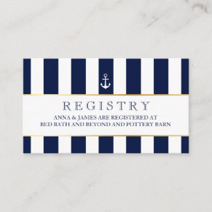 Recepción Tarjeta de registro de Boda de franjas náuticas