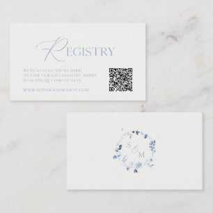 Recepción Tarjeta de Registro de Boda Dusty Blue con Código