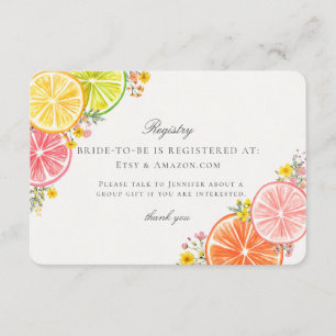 Recepción Tarjeta de Registro de Boda Floral Cítrico Little