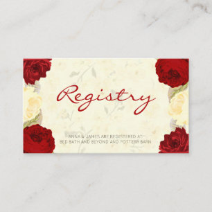 Recepción Tarjeta de registro de Bodas de Rosas rojos y marf