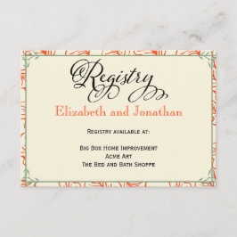 Recepción Tarjeta de registro de Bodas rusos Verde azulados 