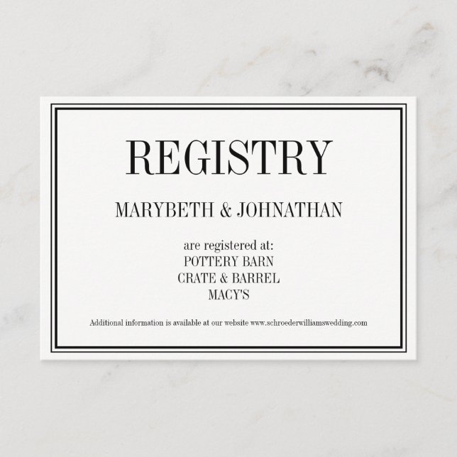 Recepción Tarjeta de registro de bodas simple y elegante (Anverso)