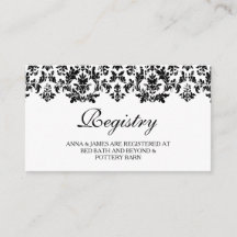 Tarjeta de registro de damasco blanco y negro