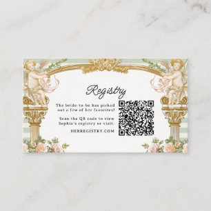 Recepción Tarjeta de Registro de Ducha de Novia Sage Stripe