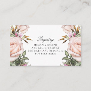 Recepción Tarjeta de registro de flores rosa de jardín