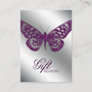 Recepción Tarjeta de registro de regalo boda mariposa púrpur