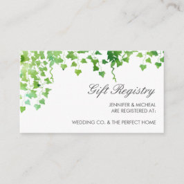 Recepción Tarjeta de Registro de Regalo de Boda de Verdor de