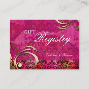 Recepción Tarjeta de registro de regalo de Boda indio Oro ro