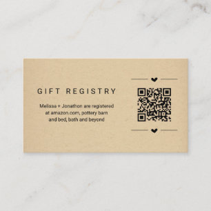 Recepción Tarjeta de registro de regalo de código QR Inserta