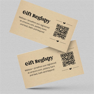 Recepción Tarjeta de registro de regalo de código QR Inserta