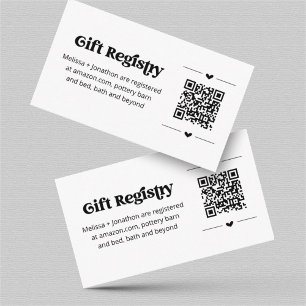 Recepción Tarjeta de registro de regalo de código QR Inserta