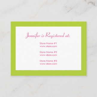 Recepción Tarjeta de registro de Stork Baby Shower - Rosa y 
