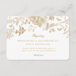 Recepción Tarjeta de Registro de Toile de Jouy Dorada Tarjet