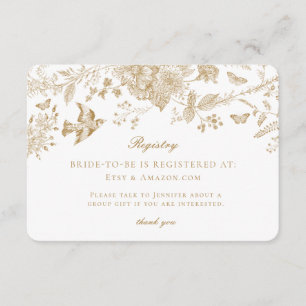 Recepción Tarjeta de Registro de Toile de Jouy Dorada Tarjet