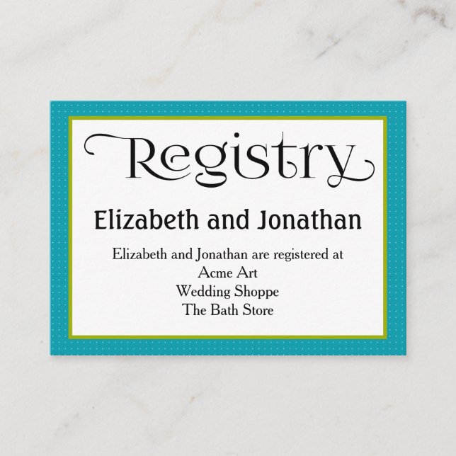 Recepción Tarjeta de registro del Boda Ogee Azul (Anverso)