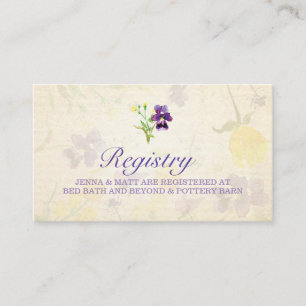 Recepción Tarjeta de registro del Boda Perfect Purple Pansie