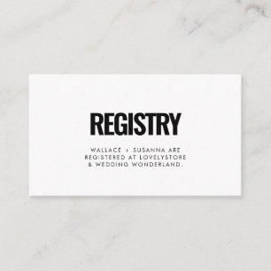Recepción Tarjeta de registro simple minimalista del boda