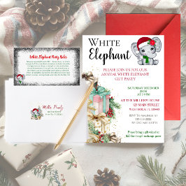 Recepción Tarjeta de Reglas de Fiesta de Elefante Blanco | D