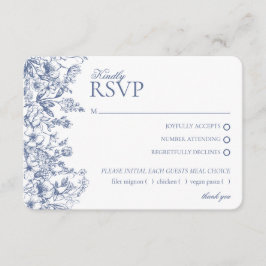 Recepción Tarjeta de respuesta Blue Chinoiserie Floral RSVP