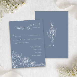 Recepción Tarjeta de respuesta Blue Wildflower Bodas de Peri