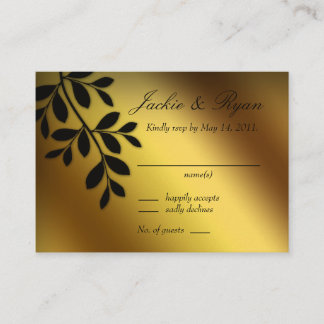 Recepción Tarjeta de respuesta boda hojas de oro