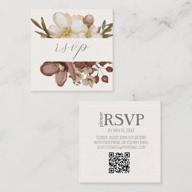 Recepción Tarjeta de respuesta con código QR de boda boho ne (Anverso / Reverso)