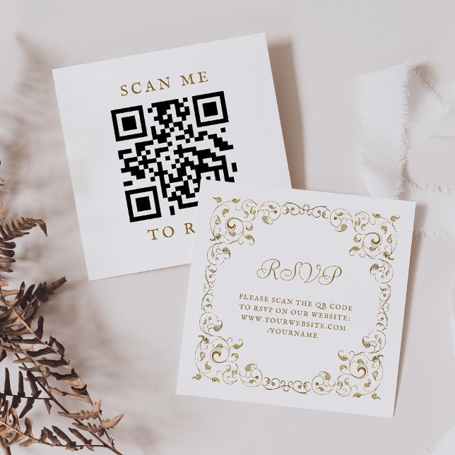 Recepción Tarjeta de respuesta con código QR de bodas con gu (Subido por el creador)
