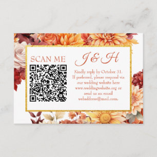 Recepción Tarjeta de respuesta con código QR de flores de ot