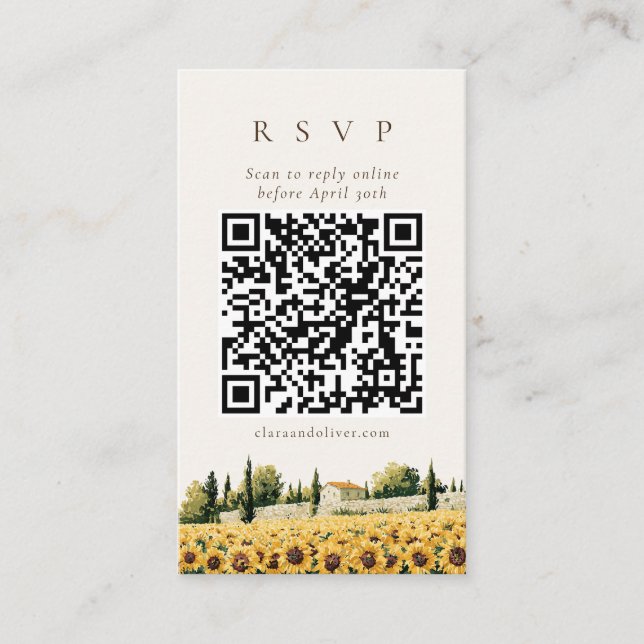 Recepción Tarjeta de respuesta con código QR de girasol tosc (Anverso)