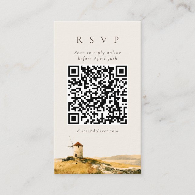 Recepción Tarjeta de respuesta con código QR de molino de vi (Anverso)