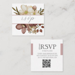 Recepción Tarjeta de respuesta con código QR de rosa boho y 