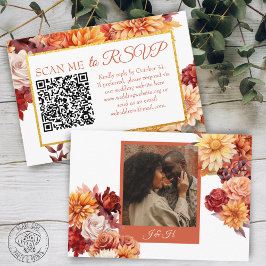 Recepción Tarjeta de respuesta con código QR floral de otoño