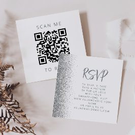 Recepción Tarjeta de respuesta con código QR para boda blanc