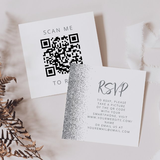 Recepción Tarjeta de respuesta con código QR para boda blanc (Subido por el creador)