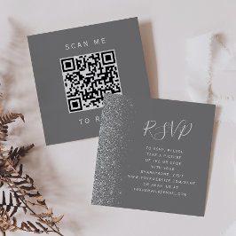 Recepción Tarjeta de respuesta con código QR para boda con b