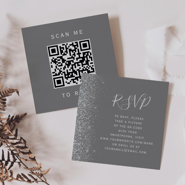 Recepción Tarjeta de respuesta con código QR para boda con b (Subido por el creador)